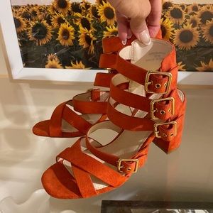 Topshop orange wedge sandal 38 /7.5
